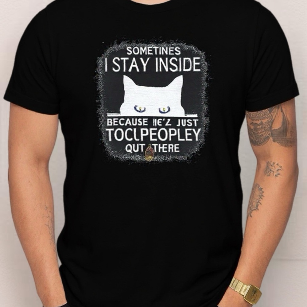 Black Cat Graphic Tee for Men